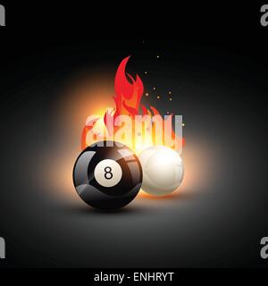 vector pool ball on fire Stock Vector
