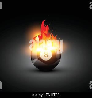 vector pool ball on fire Stock Vector