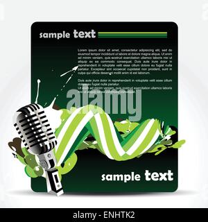 vector mic on music background Stock Vector