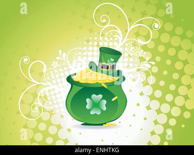 St. Patrick's Day Leprechaun hat with coin pot Stock Vector