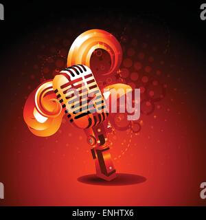 vector mic in golden color with florals Stock Vector