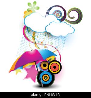 abstract cloud and umbrella art Stock Vector
