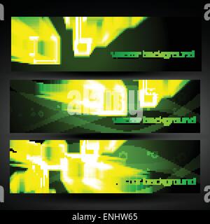 vector three green abstract eps10 banner set four Stock Vector