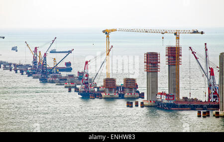 construction site of Hong Kong Zhuhai Macau Macao Bridge at day Stock Photo