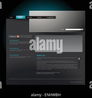 vector editable website template in dark theme Stock Vector