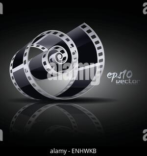realistic vector 3d film reel Stock Vector