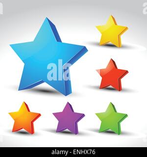colorful 3d star elements set Stock Vector
