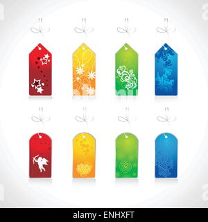 vector set of floral tags on white Stock Vector