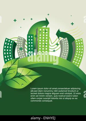 vector green city concept art Stock Vector