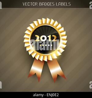 vector 2012 new year golden label Stock Vector