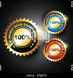 stylish golden money back guarantee label sign Stock Vector