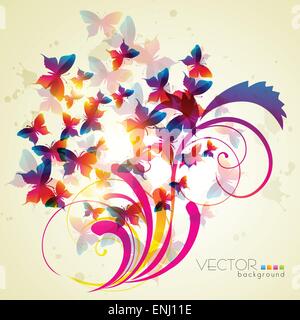vector eps10 illustration with butterflies Stock Vector