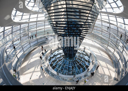 Interior of the cupola, designed by Sir Norman Foster, Reichstag German Parliament building Berlin, Germany Stock Photo