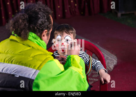 Premium Photo  Cute little boy with clown makeup in rainbow wig indoors.  april fool's day celebration