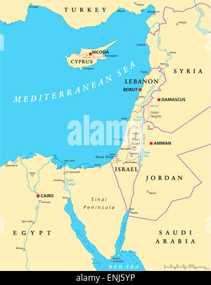 Eastern Mediterranean Political Map Stock Photo