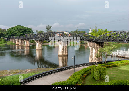 The bridge spanning the Mae Klong River. Kanchanaburi. Thailand Stock Photo
