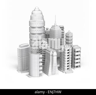 Skyscrapers 3D Illustration isolated on white background Stock Photo ...