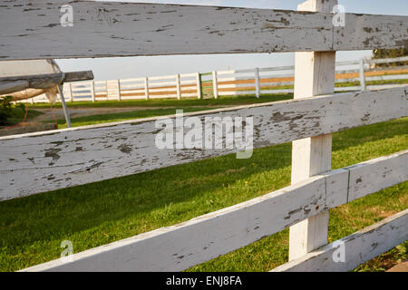 wood fence, farm, Lancaster County, Pennsylvania, USA Stock Photo