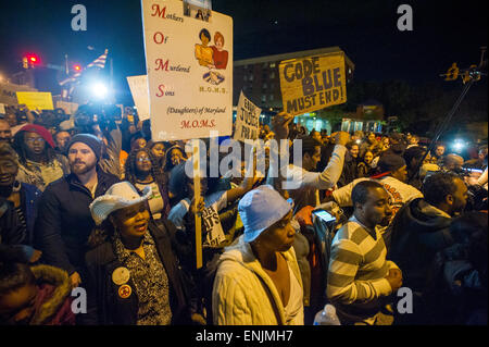 BALTIMORE MARYLAND - Civil unrest as protesters gather at Pennsylvania and North Ave. to protest the death of Freddie Gray Stock Photo