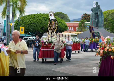 Good Friday procession in the town of Juana Diaz, Puerto Rico. US territory. Caribbean Island. 2015 Stock Photo