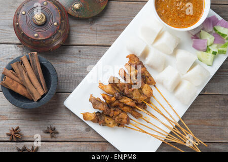 chicken satay shot from top down Stock Photo