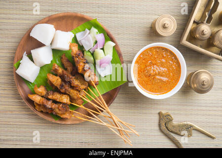 chicken satay shot from top down Stock Photo