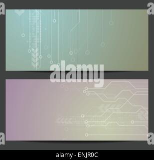 Abstract tech circuit board banners. Vector design Stock Vector
