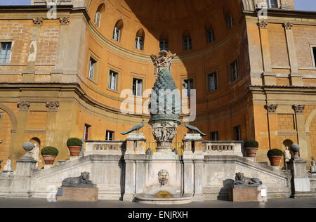 Vatican city. Vatican Museums. Pine cone Sculpture pine cone. 1st or 2nd C. by Publius Cicius Salvius. Bronze. Courtyard. Stock Photo