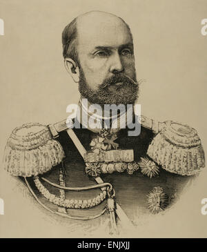 Nikolai Wassiljewitsch baron of Kaulbars (1842-1905). General of the Russian army and military writer. Engraving. La Ilustracion Espanola, 1886 Stock Photo