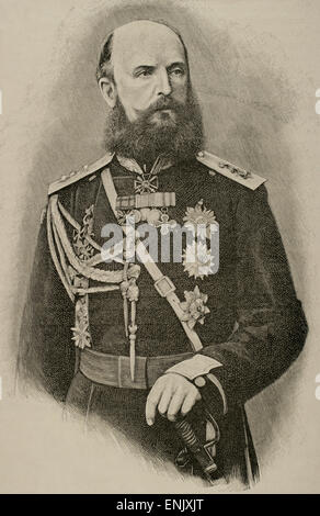 Nikolai Wassiljewitsch baron of Kaulbars (1842-1905). General of the Russian army and military writer. Engraving. Historia Universal, 1885. Stock Photo