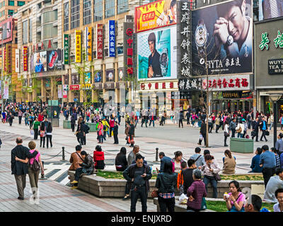 Pedestrianised Wangfujing Street, the main shopping street in Beijing, China, Asia