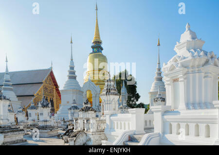 Chedis (stupas) at the temple of Wat Suan Dok, Chiang Mai, Thailand, Southeast Asia, Asia Stock Photo