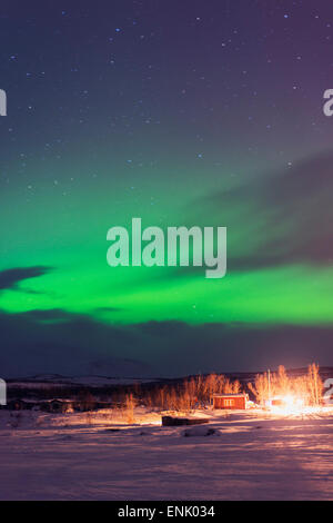 Aurora borealis (Northern Lights), Abisko, Lapland, Arctic Circle, Sweden, Scandinavia, Europe Stock Photo