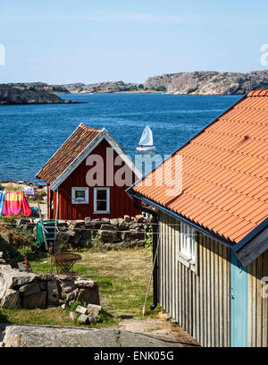 Timber houses in Fjallbacka, Bohuslan region, west coast, Sweden, Scandinavia, Europe Stock Photo