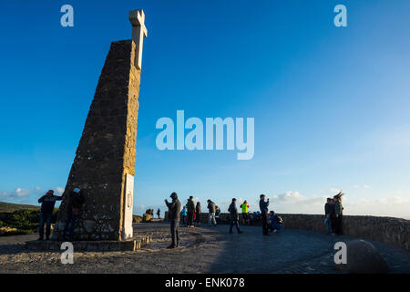 Monument at Europe's most western point, Cabo da Roca, Portugal, Europe Stock Photo