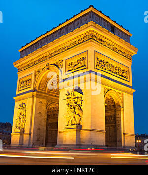 The Triumphal Arch  on Place Charles de Gaulle in Paris, France. Stock Photo