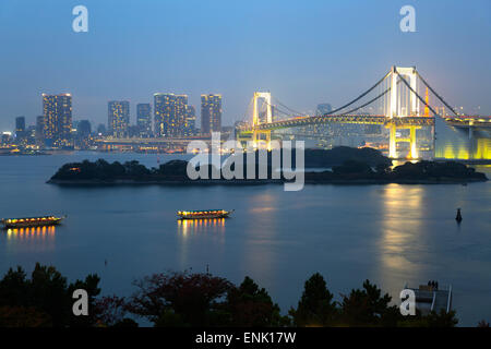 Rainbow Bridge from Odaiba, Tokyo, Japan, Asia Stock Photo