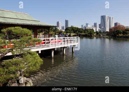 Nakajima Teahouse, Hamarikyu Gardens, Chuo, Tokyo, Japan, Asia Stock Photo