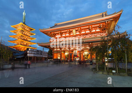 Senso-ji, an ancient Buddhist temple, at night, Asakusa, Tokyo, Japan, Asia Stock Photo