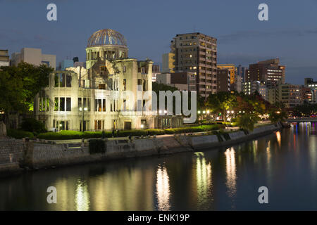 Atomic Bomb Dome at night, UNESCO World Heritage Site, Hiroshima, Western Honshu, Japan, Asia Stock Photo