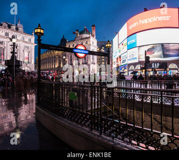 Piccadily Circus at night, London, England, United Kingdom, Europe Stock Photo