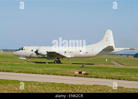 German Navy Maritime P3C Orion ASW Long Range Aircraft Serial Registration 60+08 at RAF Lossiemouth Scotland.  SCO 9729. Stock Photo