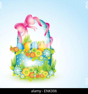 beautiful colorful easter bucket eggs vector illustration Stock Vector