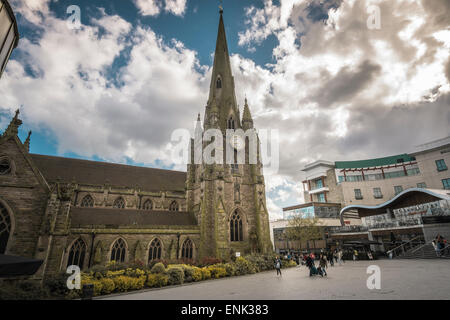 Birmingham, England. May, 3rd,2015.  St Martins Church in Bull Ring Shopping center Stock Photo