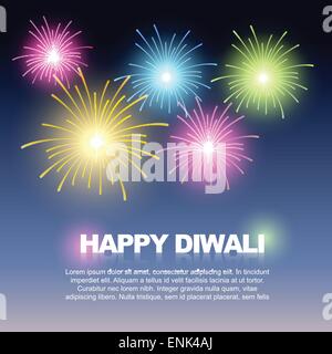 beautiful colorful firework on sky diwali background Stock Vector
