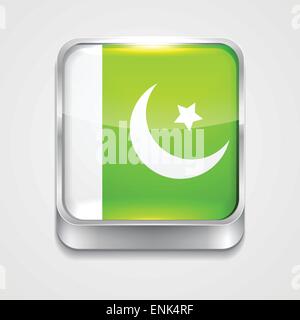 vector 3d style flag icon of pakistan Stock Vector