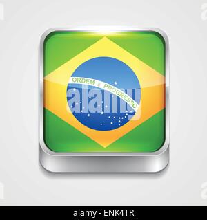 vector 3d style flag icon of brazil Stock Vector