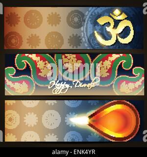 beautiful colorful set of diwali headers Stock Vector