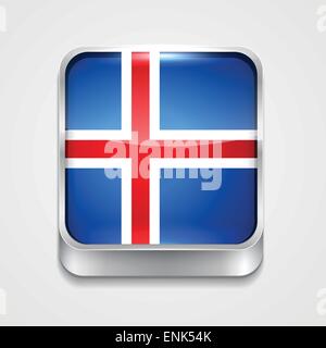vector 3d style flag icon of iceland Stock Vector