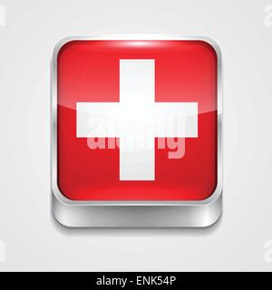 vector 3d style flag icon of switzerland Stock Vector